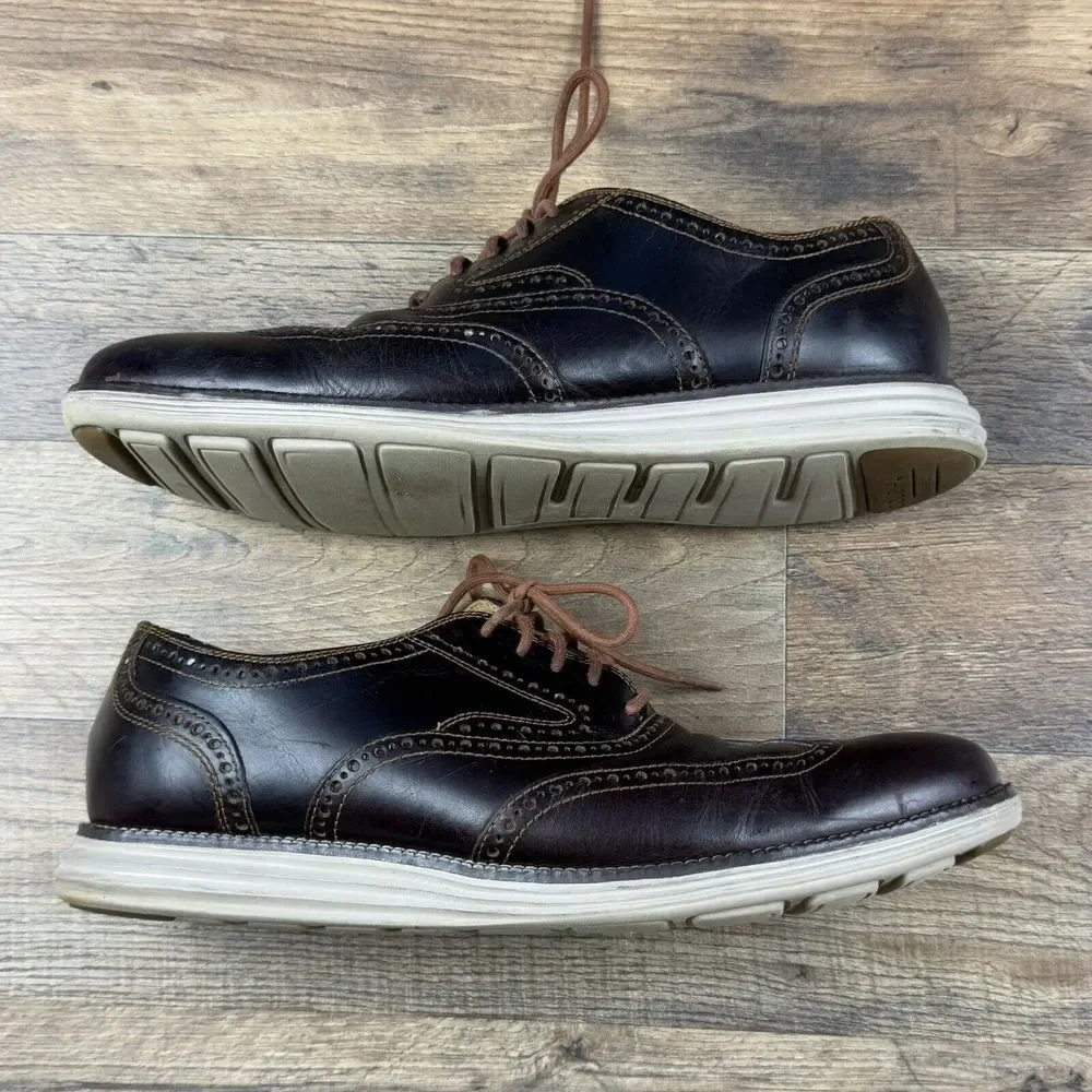 Cole Haan C23427 Original Grand Wingtip Oxford Shoes Dark Brown Men Size US 10.5